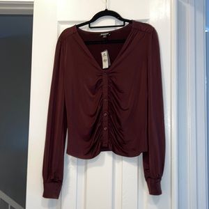 Ruched Button-up Top